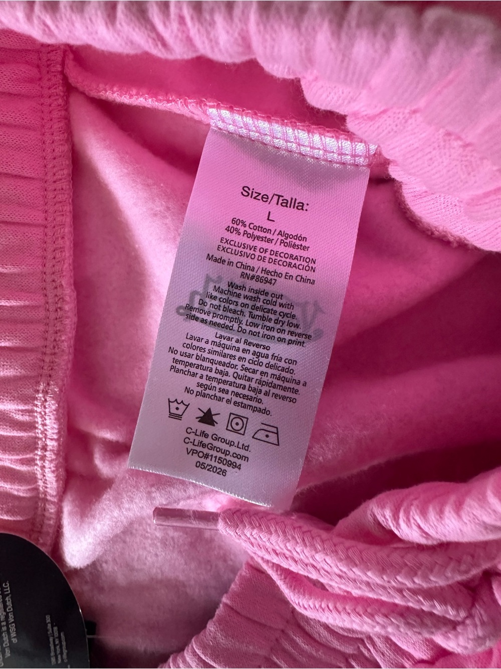 Von Dutch Pink Wide Leg Sweatpants Rhinestone Logo Size Large NWT - Picture 4 of 8